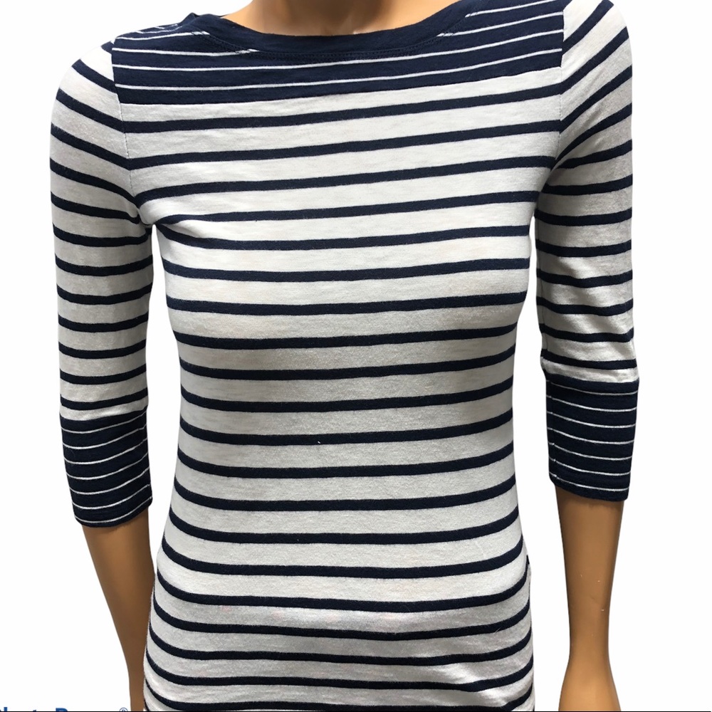 J. Crew Boatneck Striped 3/4 Sleeve Blouse